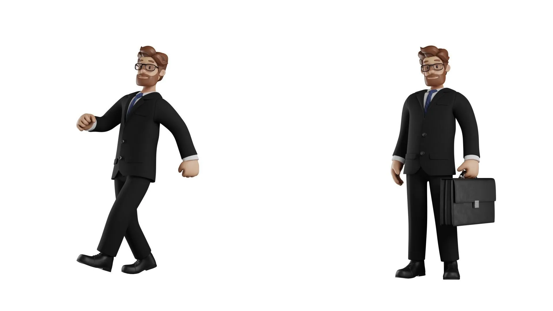 Business Man Character rigged 3D character in different pose
